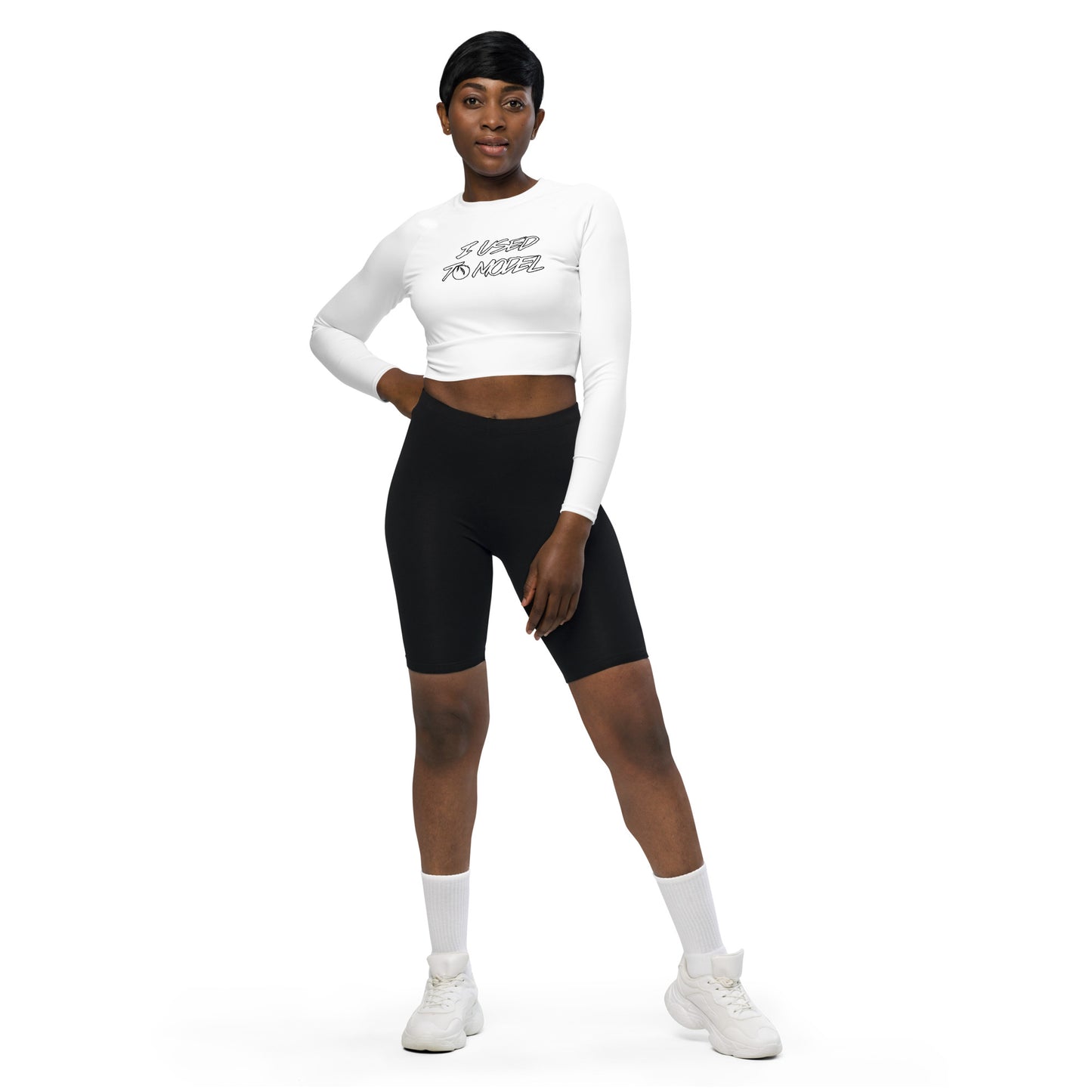 I Used To Model - Recycled long-sleeve crop top