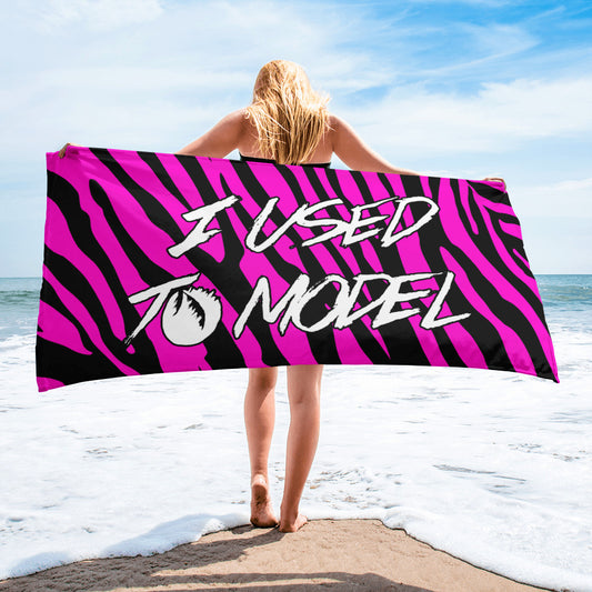 I Used To Model - Hot Pink Zebra Towel