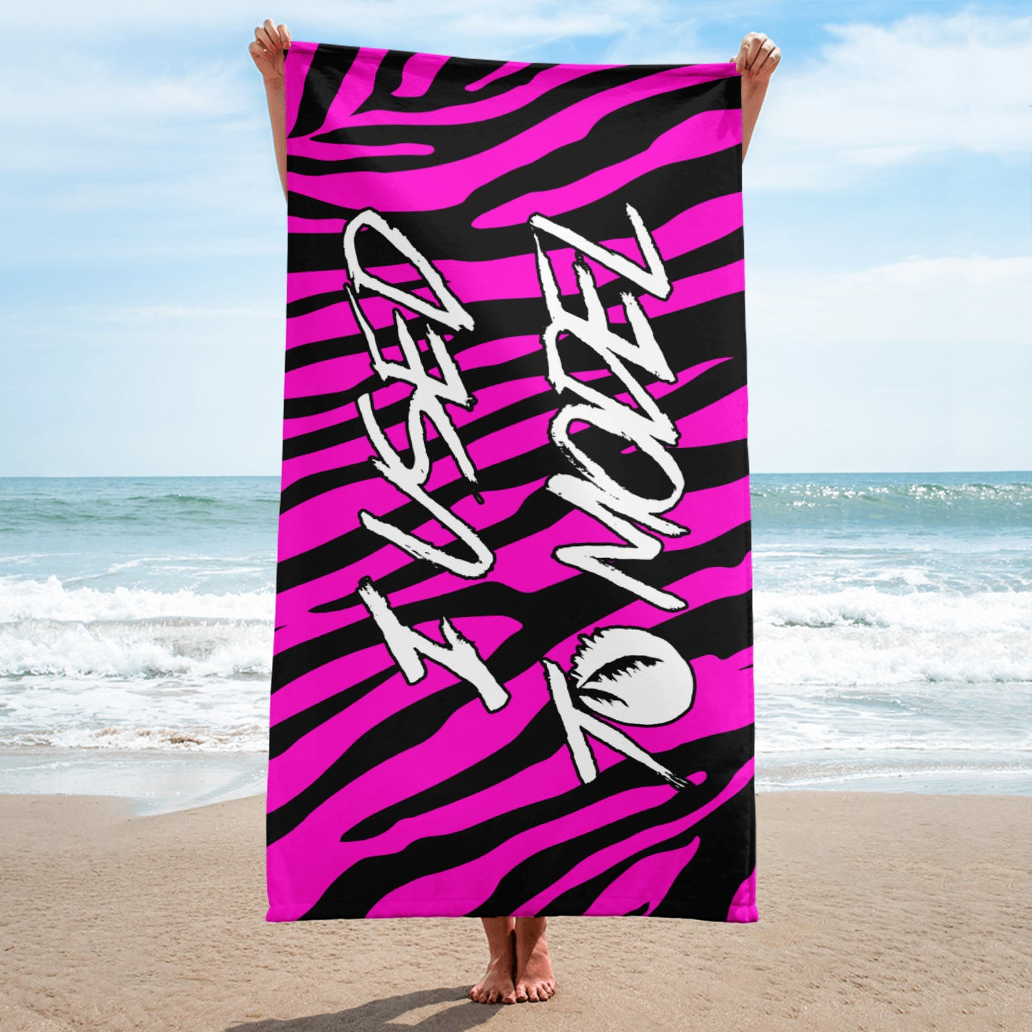 I Used To Model - Hot Pink Zebra Towel